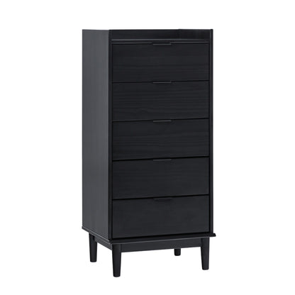 Modern Minimalist 5 Drawer Gallery Top Dresser - Black