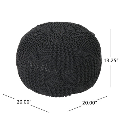 Bordeaux - Knitted Cotton Round Pouf