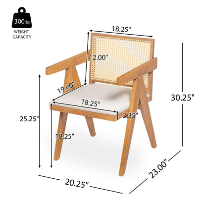Chandigarh Farmhouse Style Cane Upholstered Dining Chairs (Set of 2)