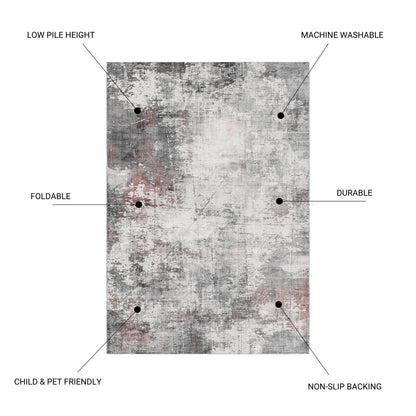 Toucan - Washable Non - Slip Area Rug - Ivory / Dark Gray