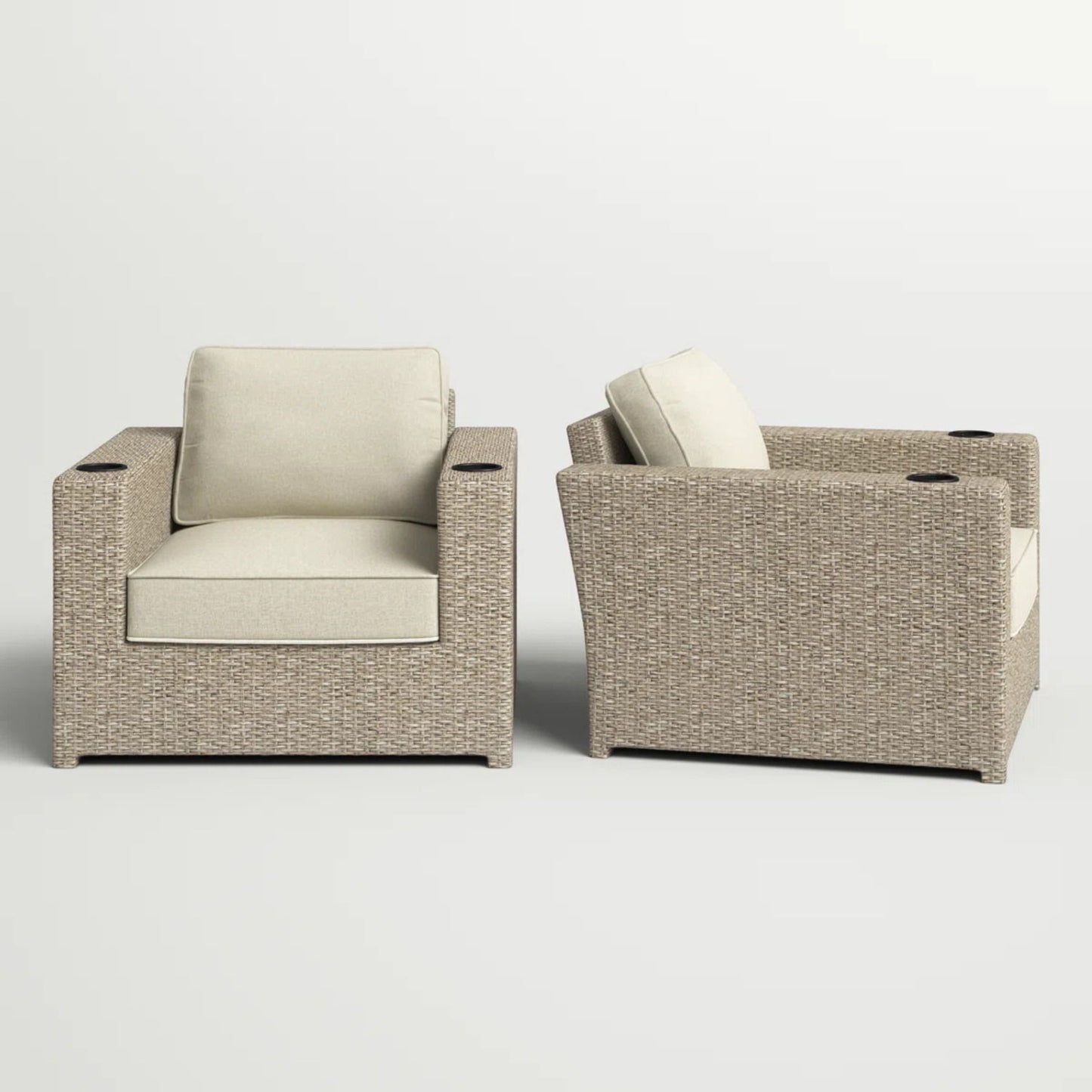 Outdoor Lounge Chairs With Cushions, Weather Resistant - Gray Mix