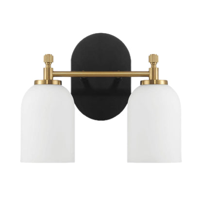 Vortex - 2 Lights Vanity In Traditional Style For Over Bathroom Mirror Wall Sconce - Black / Gold / White