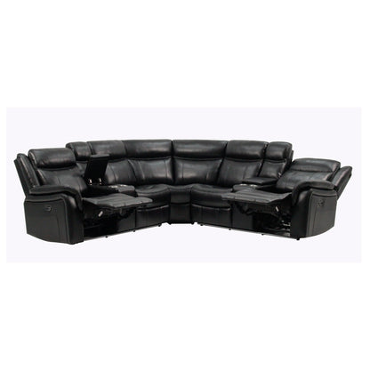 Jupiter - Leather Sectional - Black