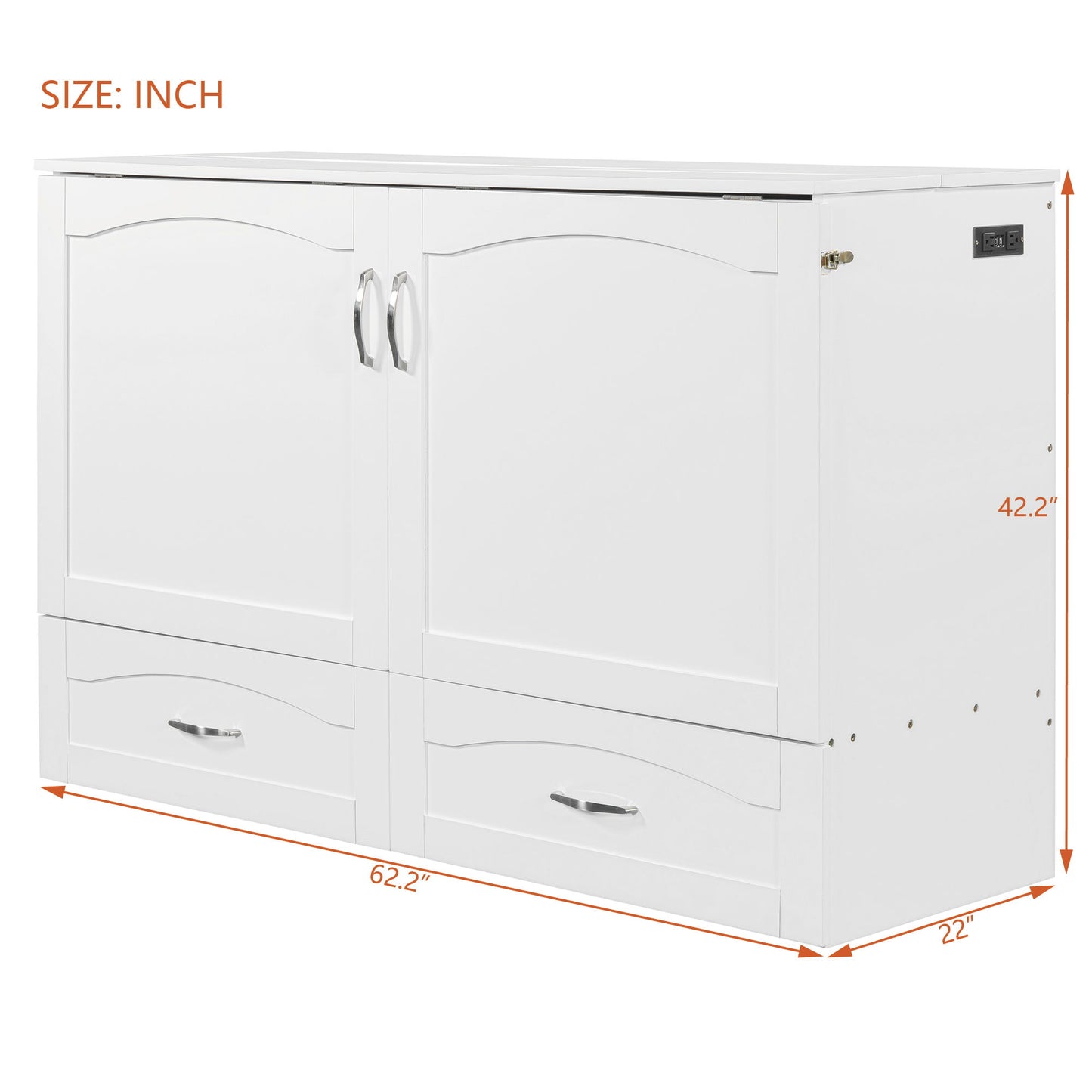 Murphy Bed With Drawer And A Set Of Sockets & USB Ports, Pulley Structure Design