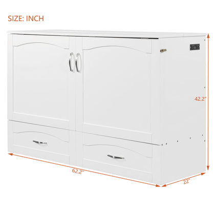 Murphy Bed With Drawer And A Set Of Sockets & USB Ports, Pulley Structure Design