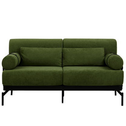 Modern Loveseat Sofa 2 Seater With USB Ports, Cylindrical Armrests