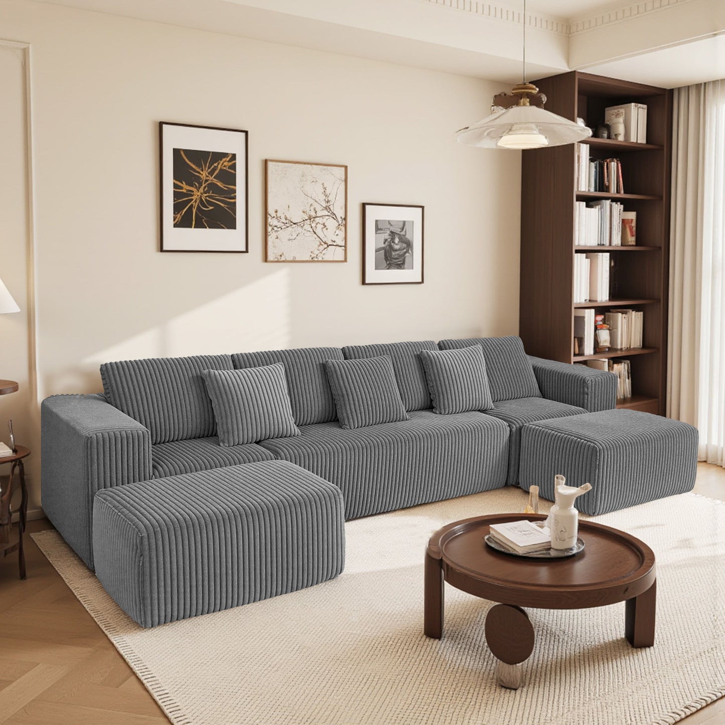 Modular U-Shaped Sectional Sofa With Reversible Design
