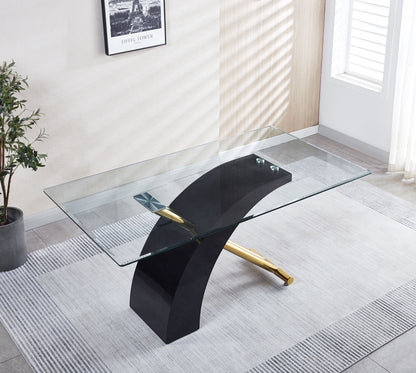 Stylish Dining Room Table, Luxury Glass Top Dining Table, Modern Design For Your House - Black