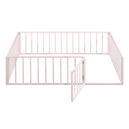 Metal Floor Bed Frame With Fence And Door