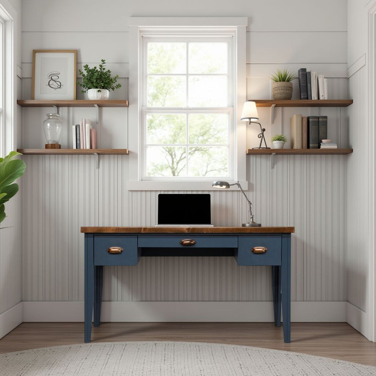 Nantucket - Writing Desk - Blue Denim, Whiskey