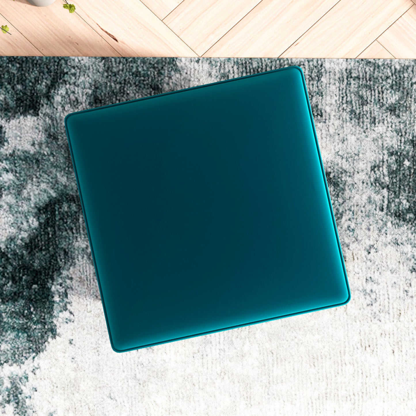 Amber - Square Upholstered Ottoman Linen