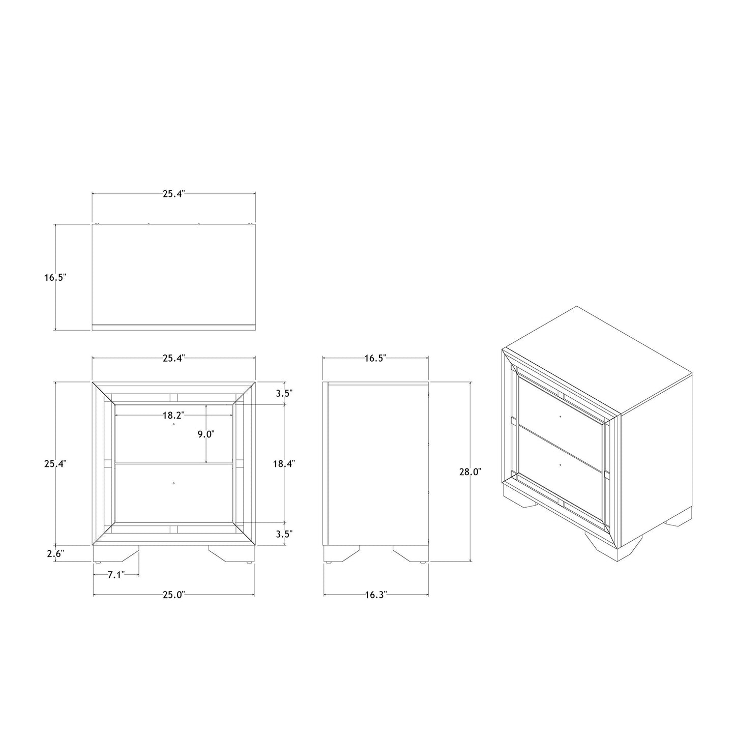 Chloe - Nightstand - Gemstone Silver