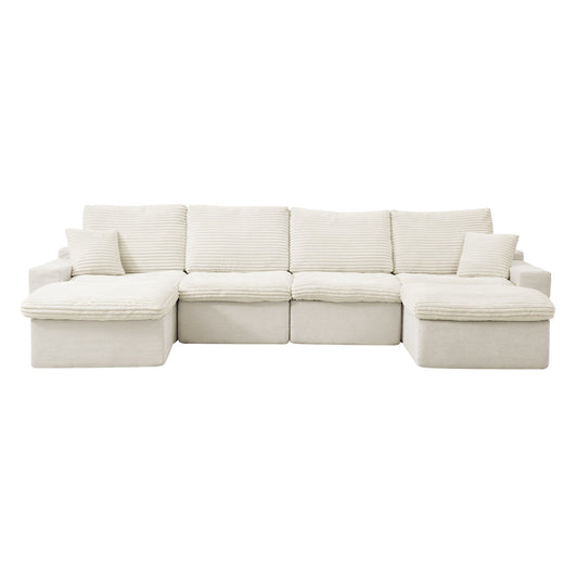 Modern Modular U Shaped Cloud Sectional Couch With Deep Seat And Comfy Chaise
