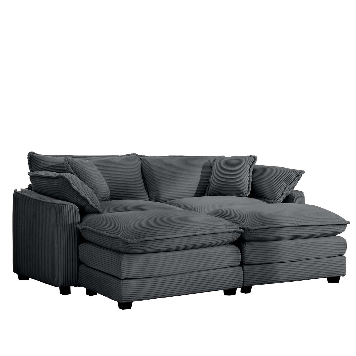 Modern Oversized Modular Cushion Sofa With Ottoman, Low Back, Deep Seating Sofa Set