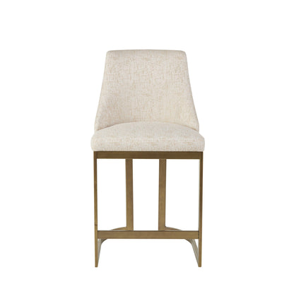 Modern Upholstered Counter Stool With Metal Base - Cream
