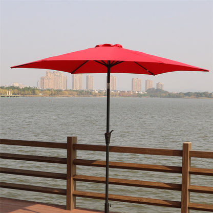 8.8' Outdoor Aluminum Patio Umbrella With 42 Pound Round Resin Umbrella Base