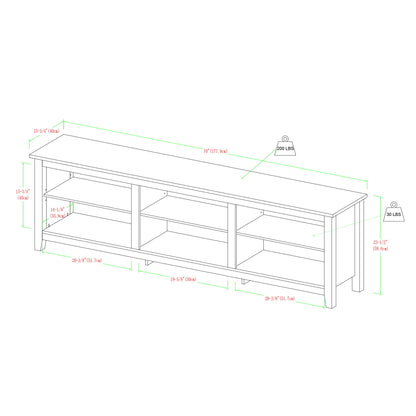 Modern Transitional 3 Shelf Open Storage TV Stand