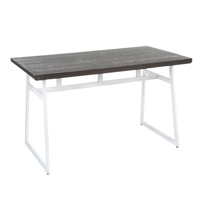 Geo - Industrial Dining Table - Vintage White / Espresso
