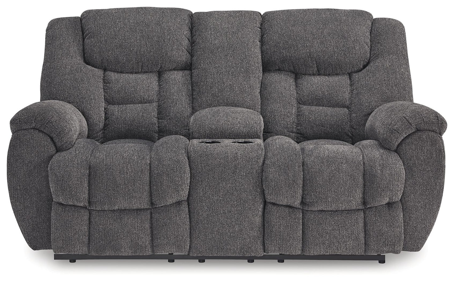 Foreside - Dbl Reclining Loveseat with Console - Charcoal