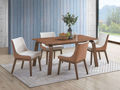 Ginny - 5 Piece With Side Chairs Dining Room Set - Walnut