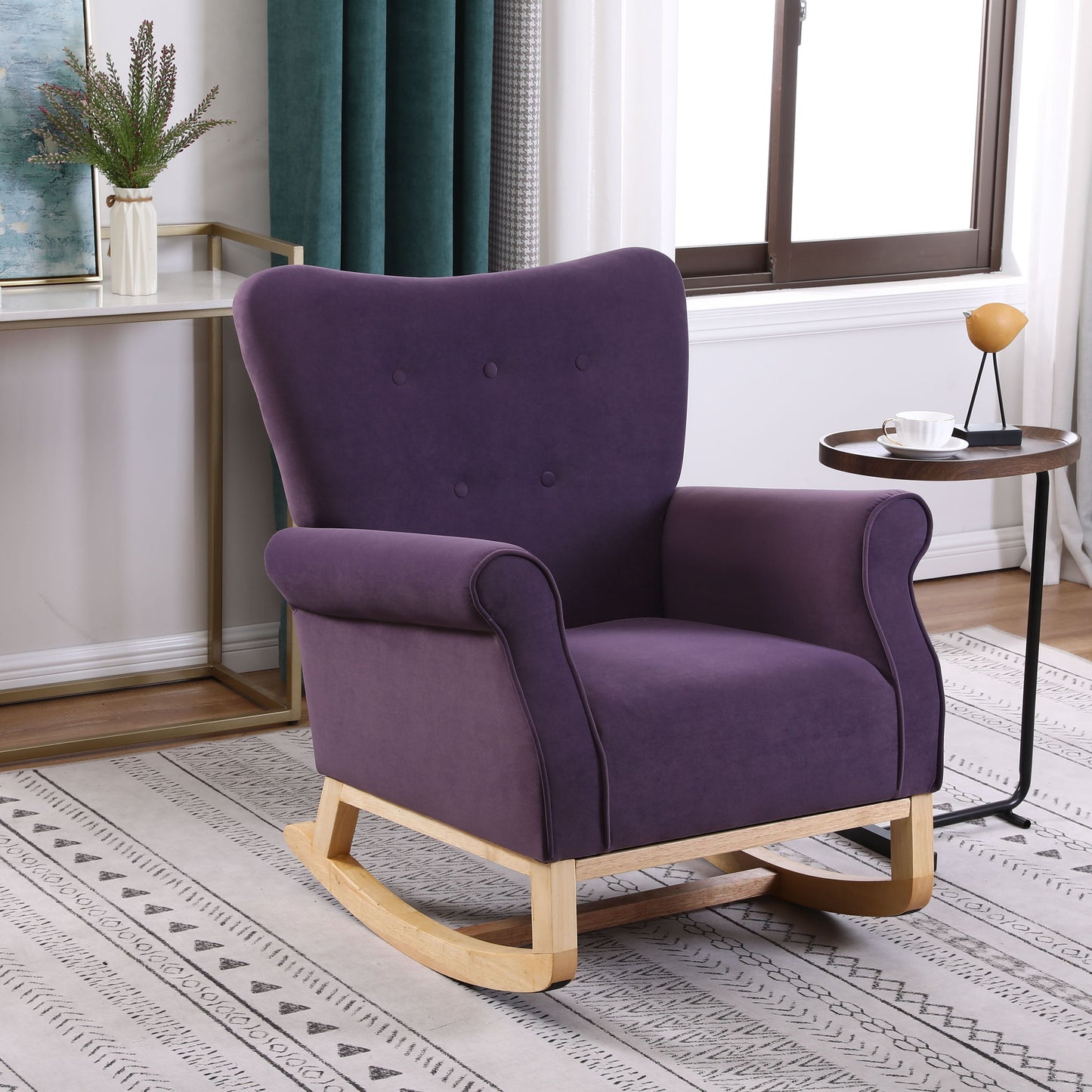 Modern Rocking Chair, Upholstered Accent Chair For Nursery, Small Contemporary Rocke