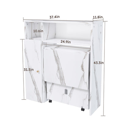 Multifunctional Folding Dining Table With Wall-Mounted Sideboard & Storage