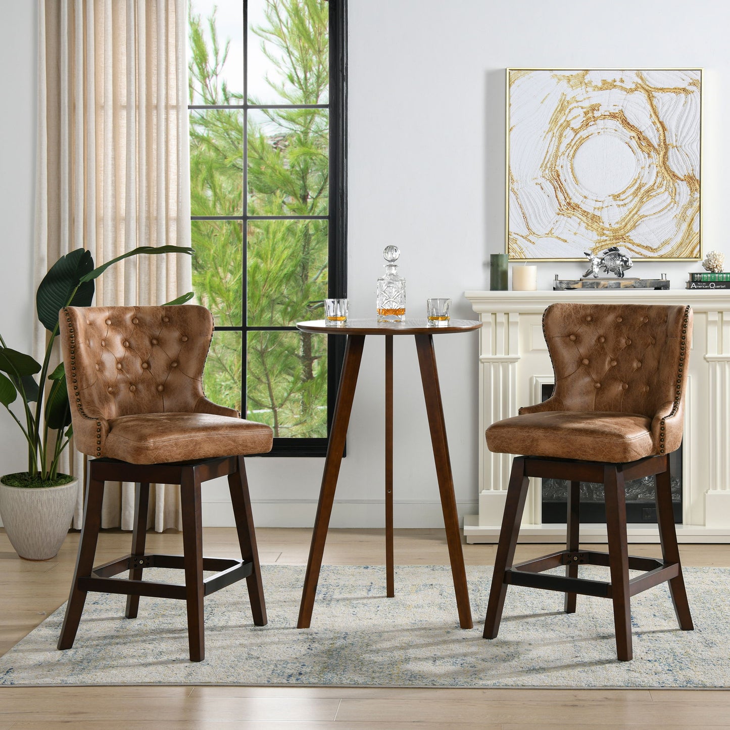 Holmes - Tufted High Back 360 Swivel Counter Height Barstool
