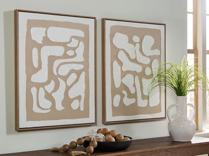 Waldett - Wall Art Set (Set of 2) - Beige / White