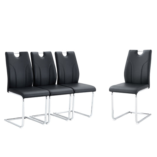 Light Luxury Bow Shaped Chairs With Electroplated Metal Legs, Sun And Stain Resistant, Dining Room And Living Room Set - Black