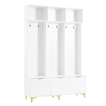 Modern Large Storage Hall Tree With Bench, 6 Hooks