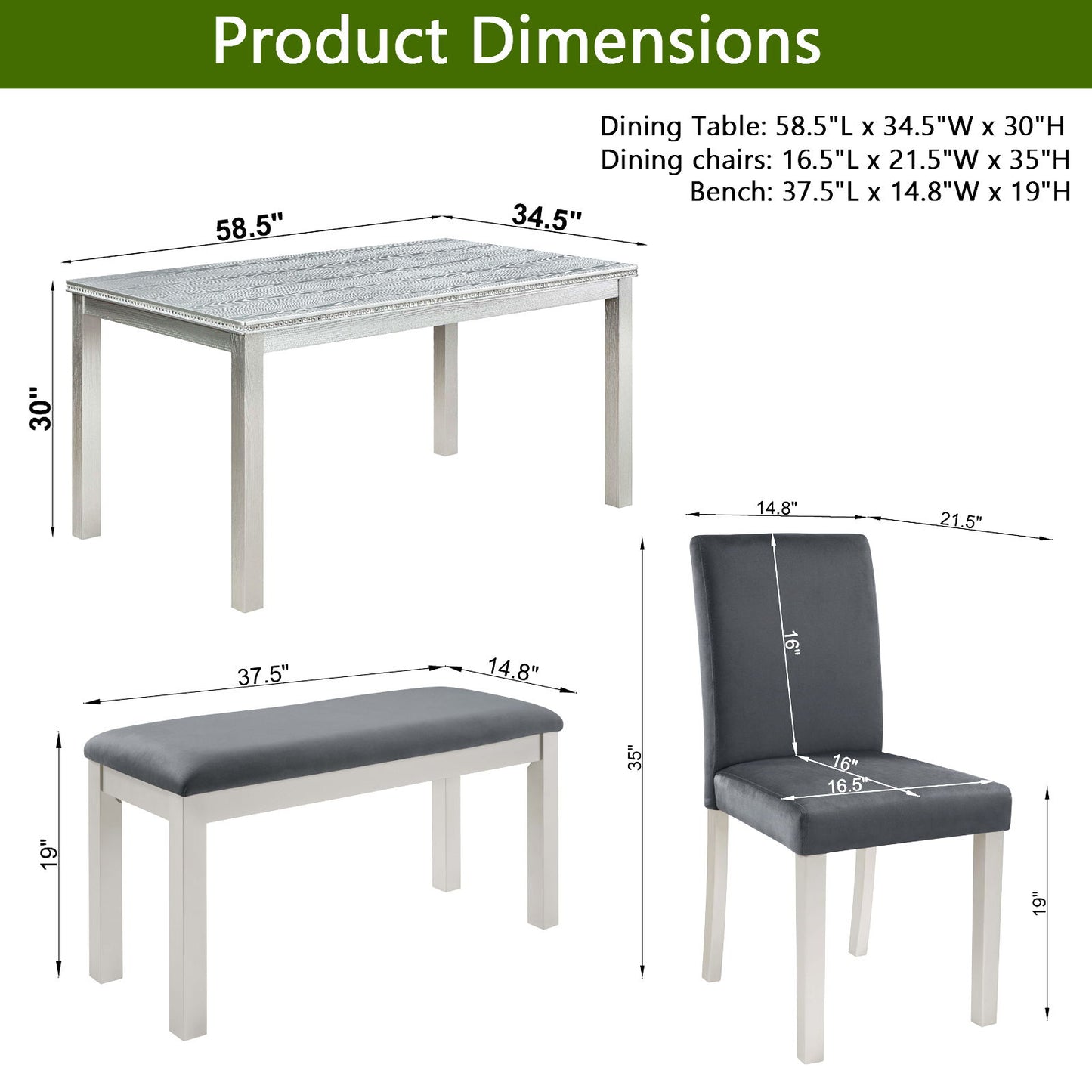 Dining Table Set, Table With A Rectangular Table And Upholstered Chairs