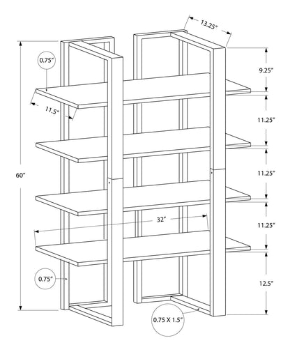 Bookshelf, Bookcase, Etagere, 4 Tier, Office, Contemporary & Modern