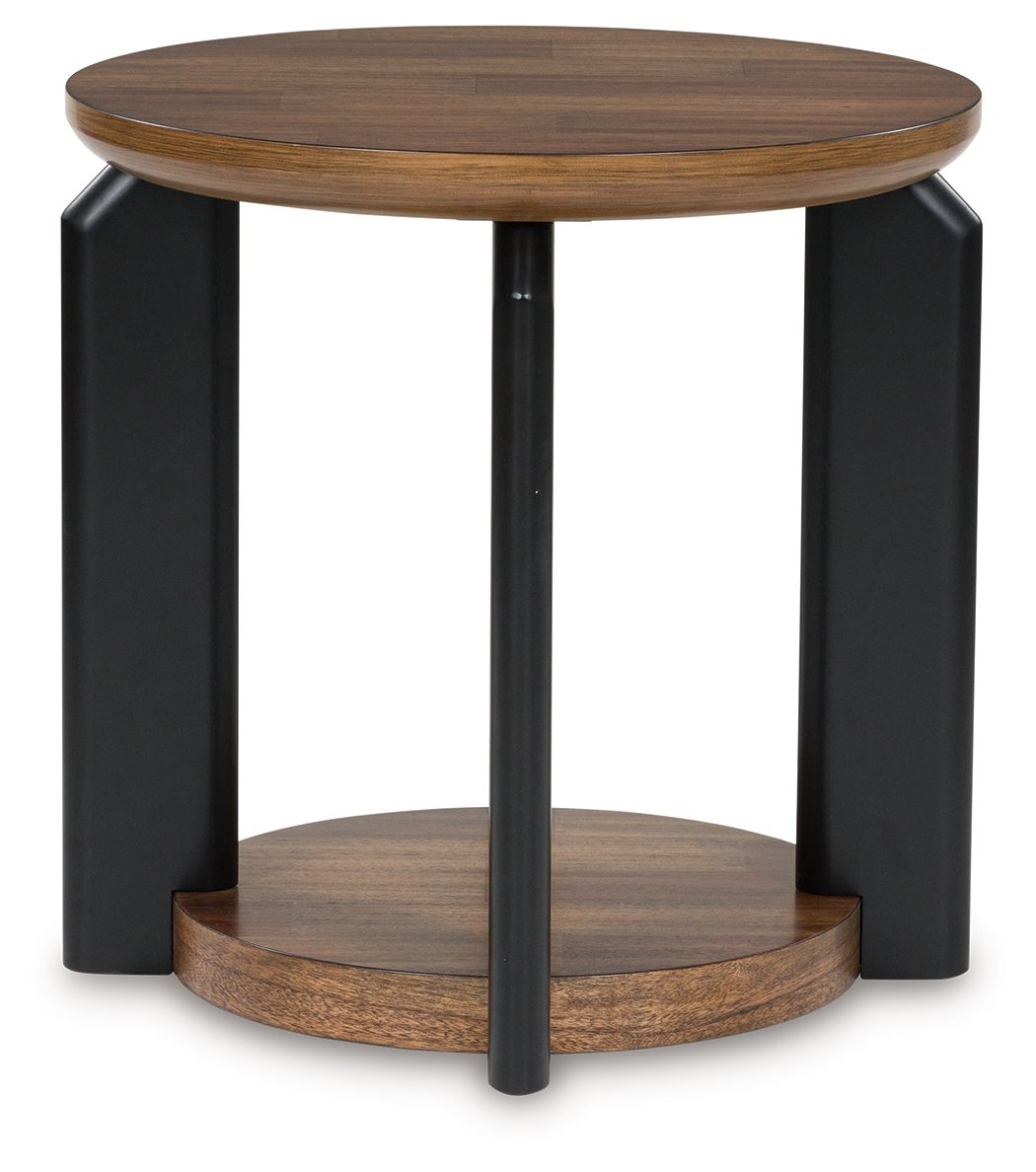 Kraeburn - Round End Table - Brown / Black
