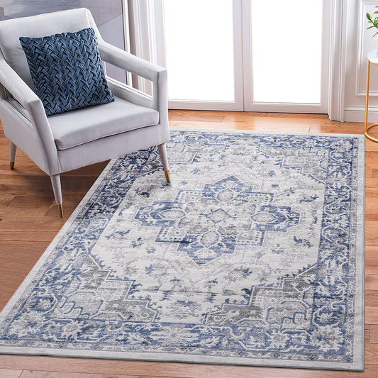 Marfi - 8' X 10' Oriental Area Rug - Blue / Gray