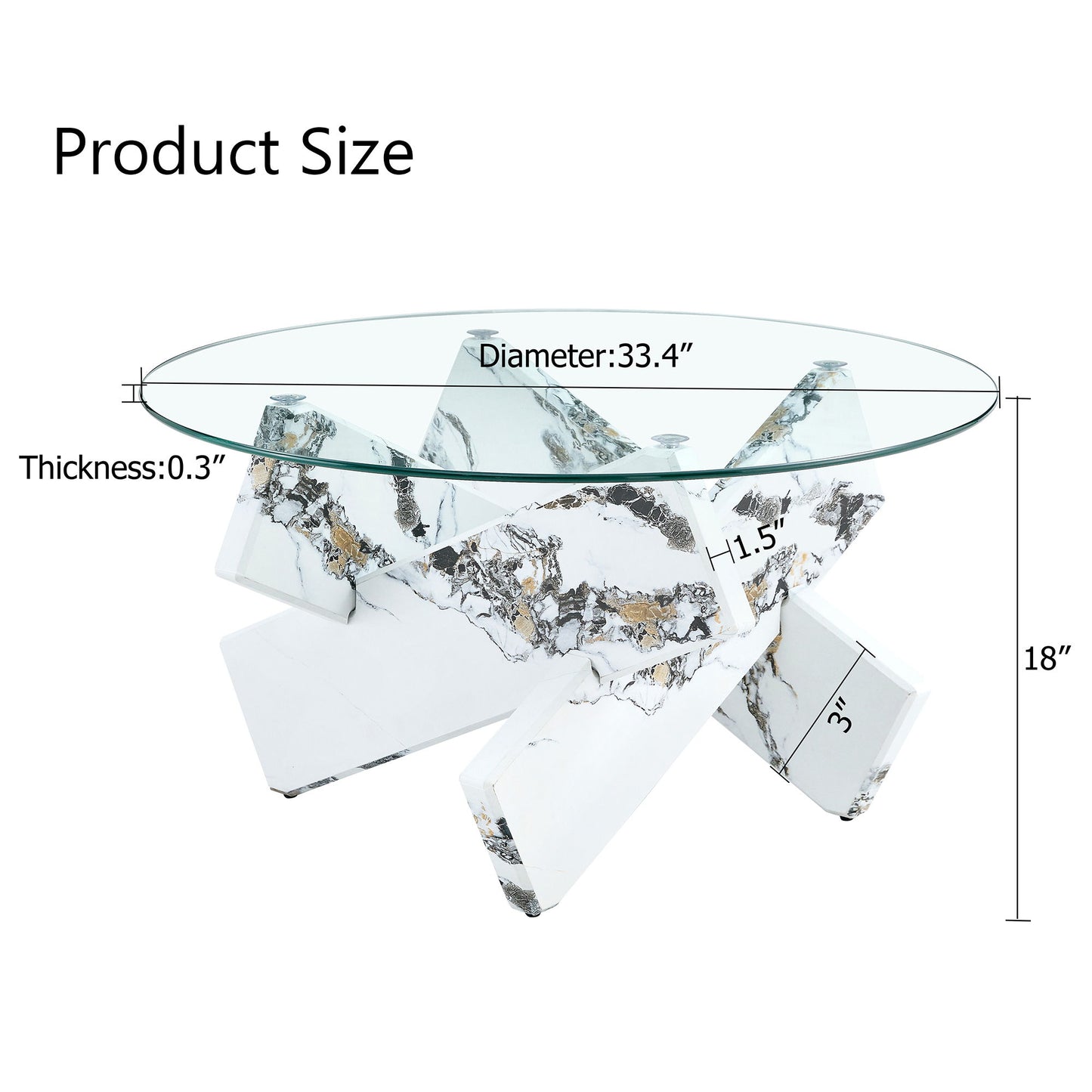 Modern Round Glass Coffee Table With Tempered Glass