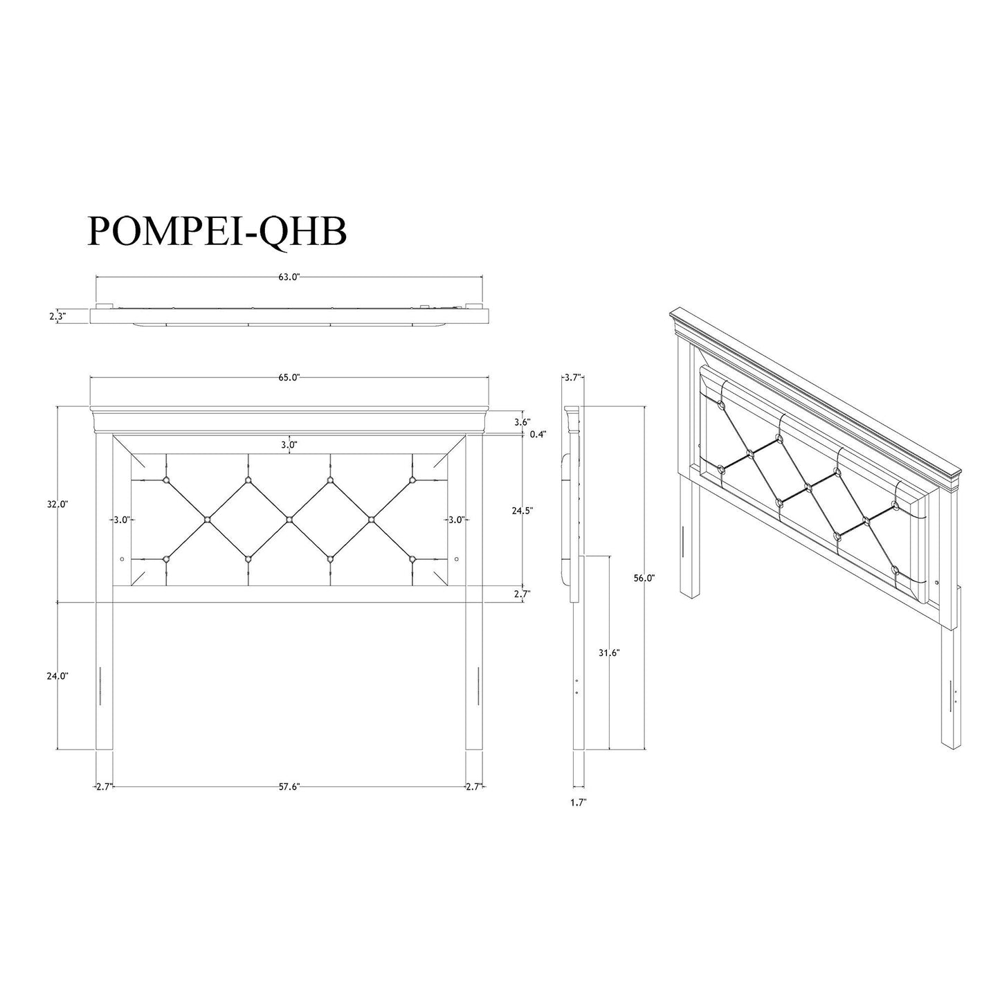 Shaker - Bed With LED Lighting And Crystal Inspired Tufted Headboard
