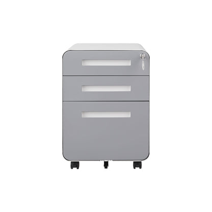 3 Drawer Mobile File Cabinet Under Desk Office, Simple Style Versatile Storage Cabinet For Legal / Letter / A4 Files, 5 Wheel Design Anti-Tilting Cold Rolled Steel Waterproof Moisture-Proof