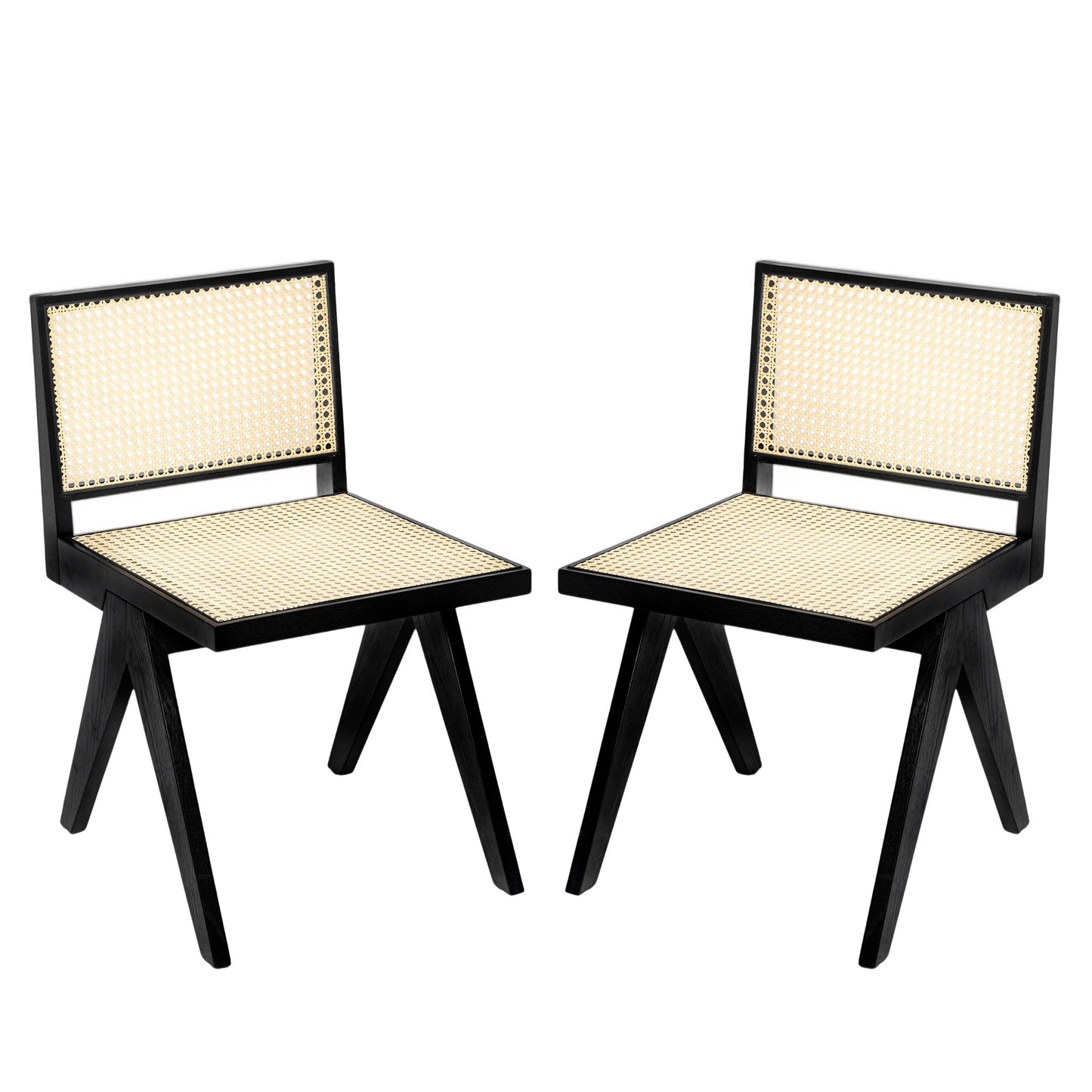 Chandigarh Dining Room Chairs With Natural Rattan (Set of 2)