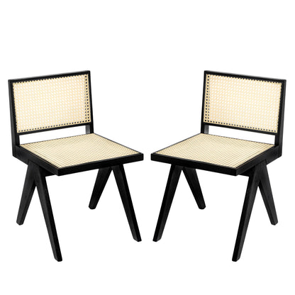 Chandigarh Dining Room Chairs With Natural Rattan (Set of 2)