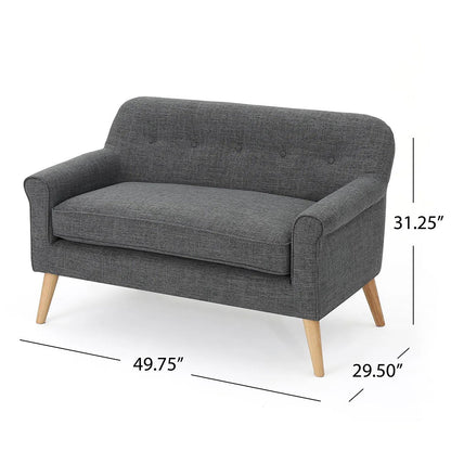 Classic Loveseat With Rolled Armrests And Button Tufting