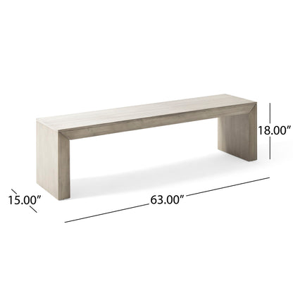Acacia Wood Dining Bench, Farmhouse Style