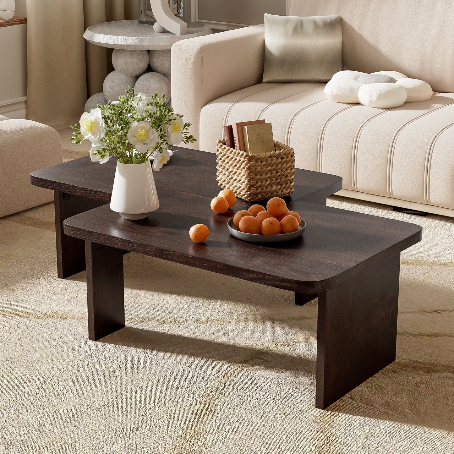 Modern Minimalist Coffee Table Set With Splicing Design