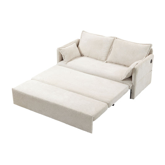 Pull Out Sofa Bed, Corduroy Convertible Sleeper Sofa Couch, Side Storage, And USB / C - Type Charging Ports Chair