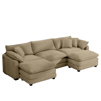 Modern Oversized Modular Cushion Sofa With Ottoman, Low Back, Deep Seating Sofa Set