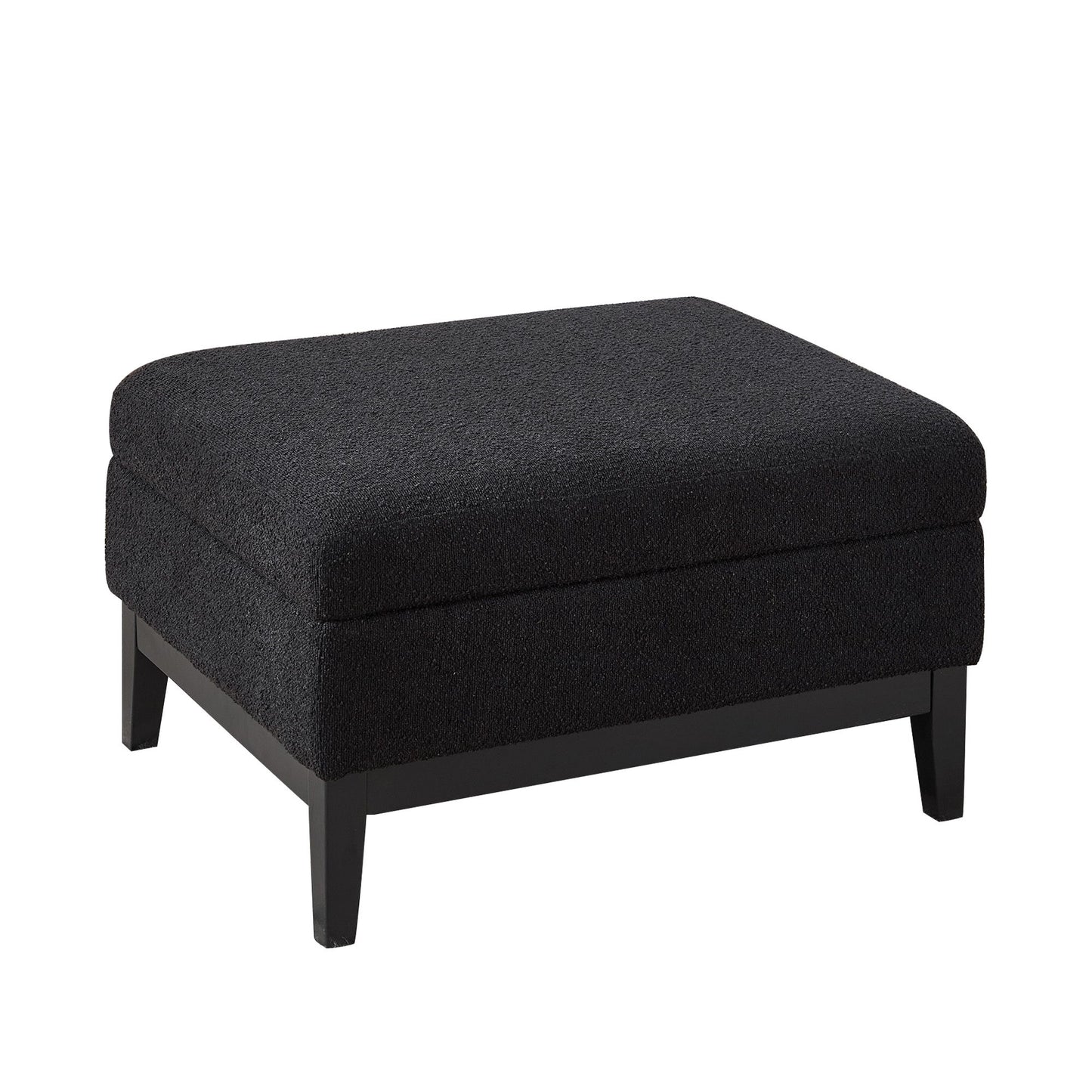 Upholstered Storage Ottoman With Reversible Lid Coffee Table With Rubberwood Legs