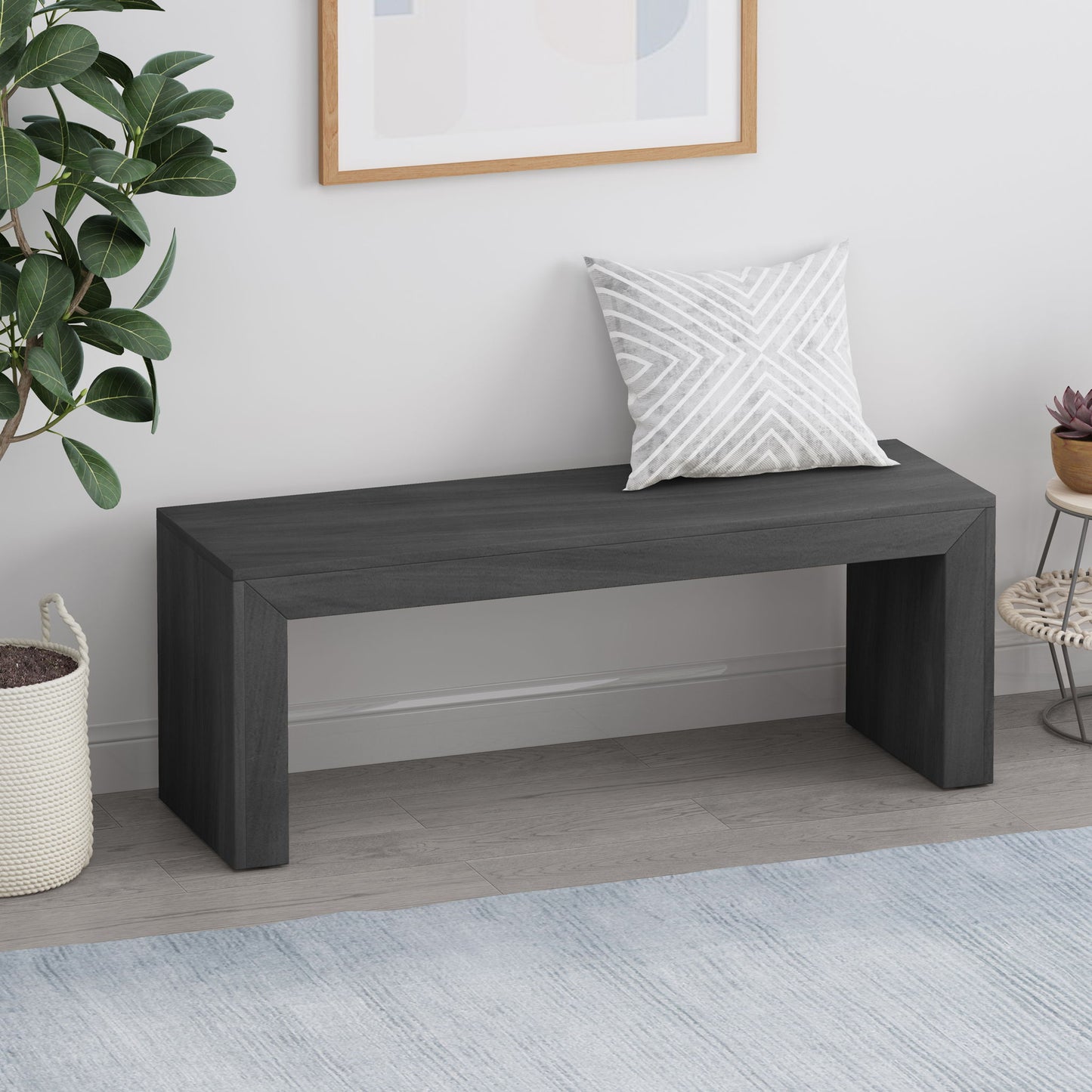 Acacia Wood Dining Bench, Farmhouse Style