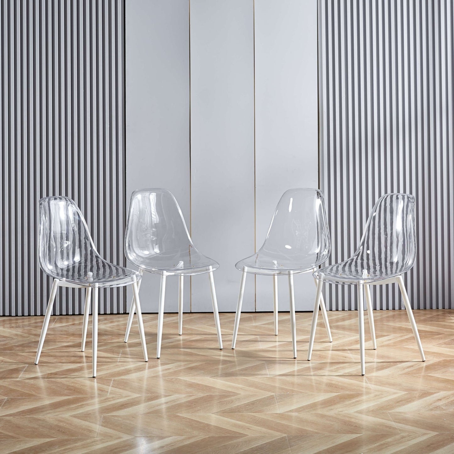 Transparent Plastic Seat Dining Chair (Set of 4)