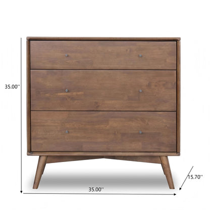 Caroline - Mid-Century Modern Dresser 3 Drawer - Brown / Wood
