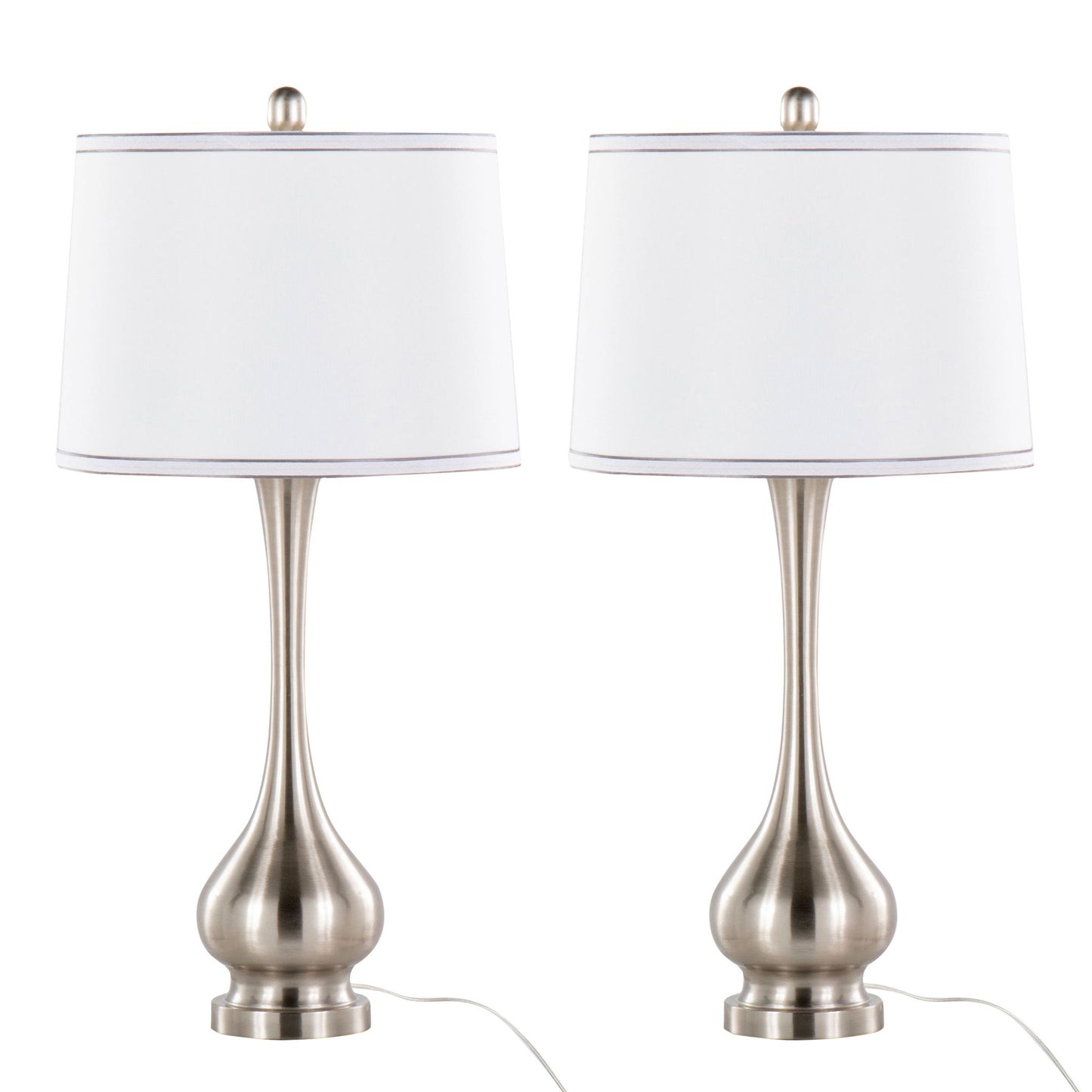 Cairo - Contemporary Table Lamp (Set of 2) - Nickel / White / Silver Trim