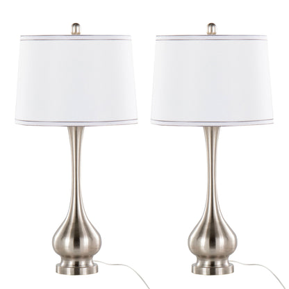 Cairo - Contemporary Table Lamp (Set of 2) - Nickel / White / Silver Trim